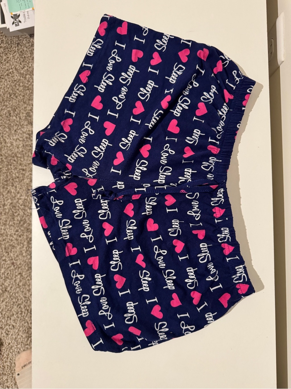 Girls Navy 'I Love Sleep' Heart Print Pajama Shorts